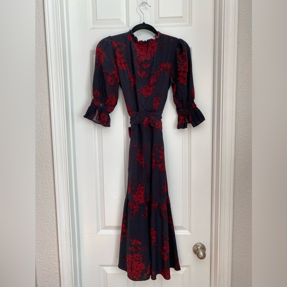 Marissa Webb Collective Navy Floral Shirtdress, size 2 - Picture 6 of 13
